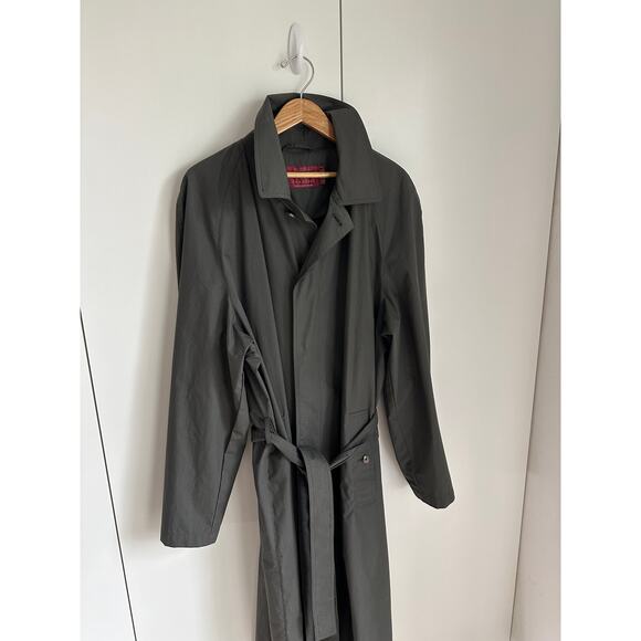 Vintage 80s Rain Trench coat Size Womens XL Mens L Gray Old Money Twee Classic - Picture 7 of 10